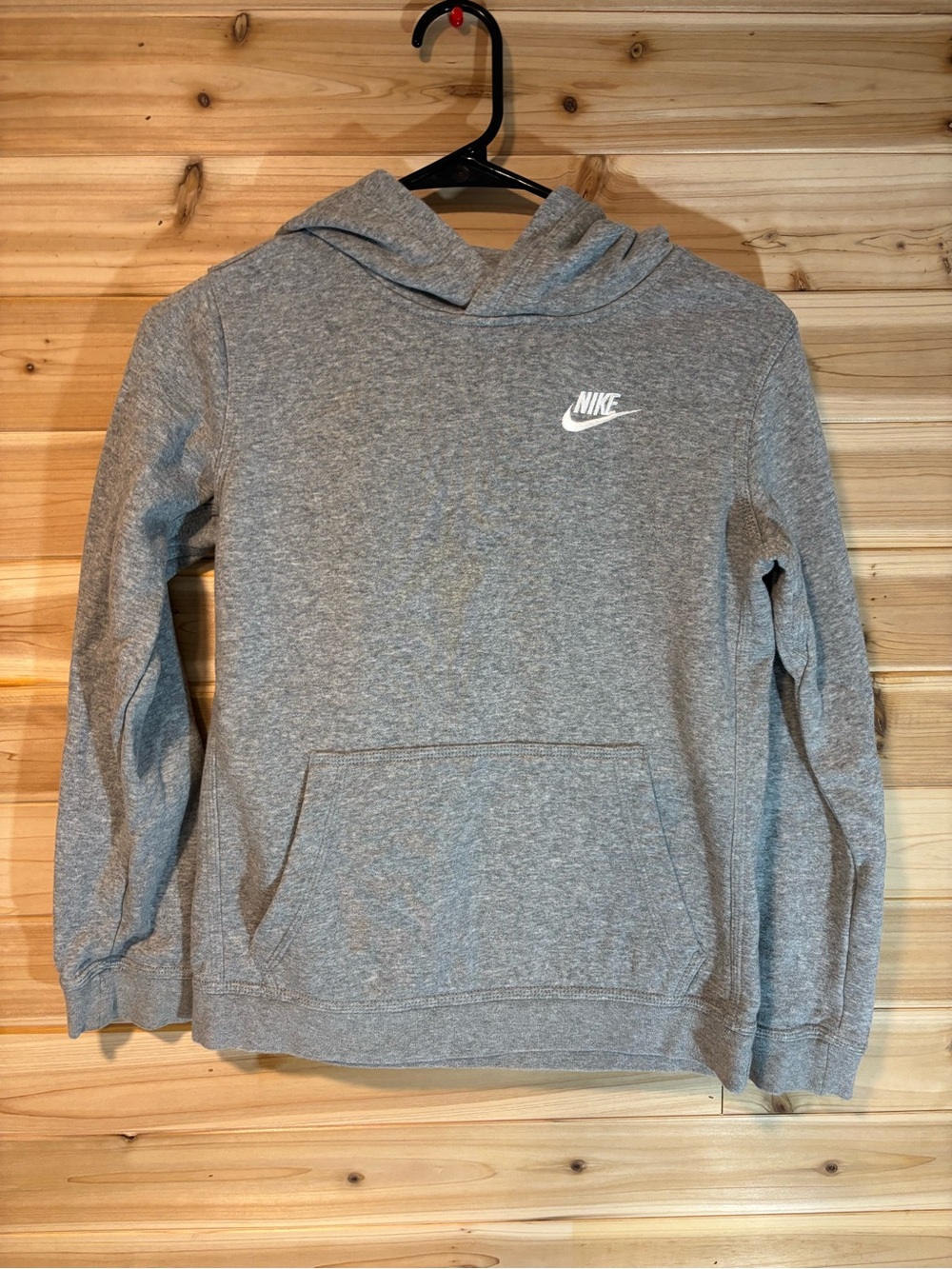 Nike Youth Heather Gray Pullover Hoodie with White Logo